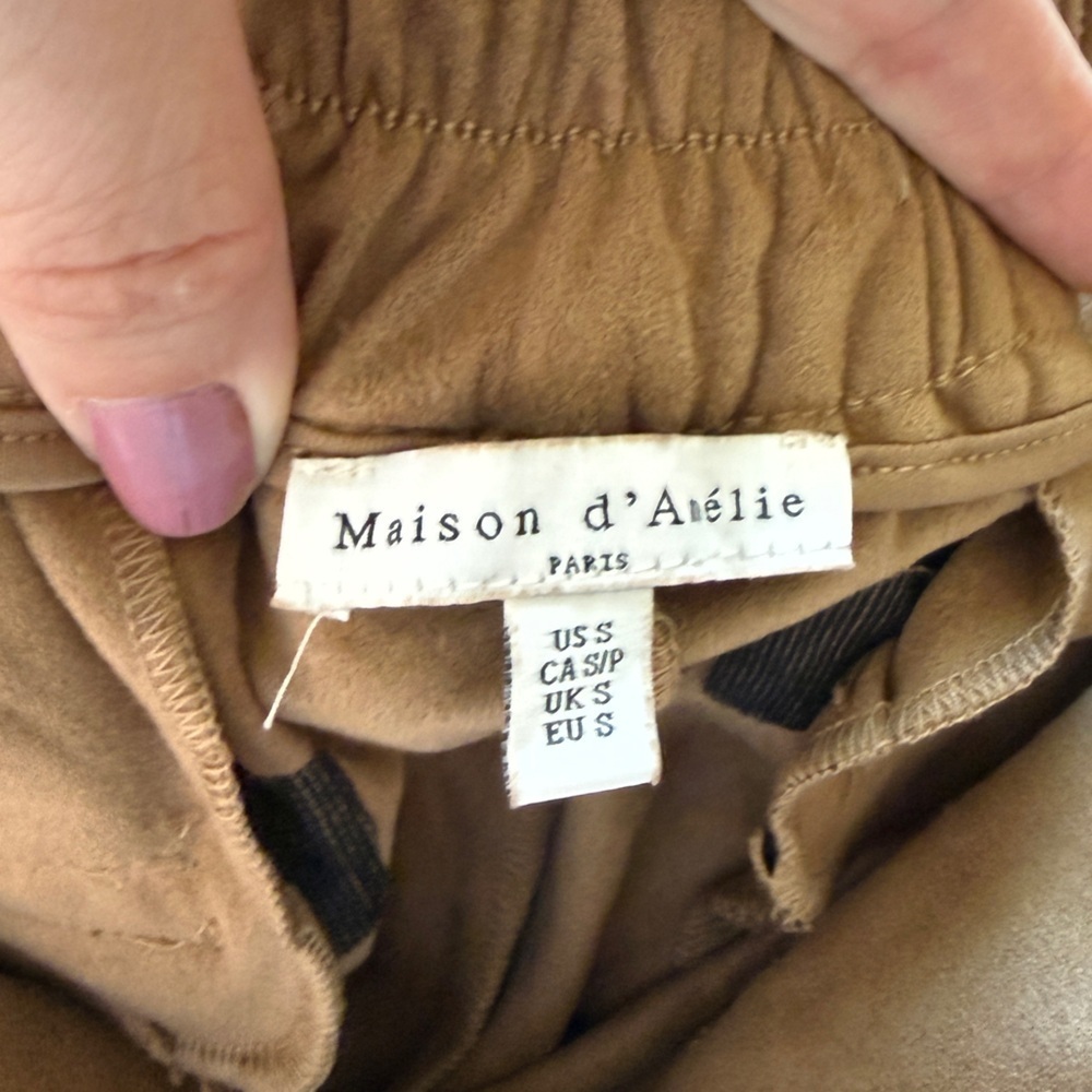Women's Tan Suede Pants Straight Leg S - Picture 5 of 7